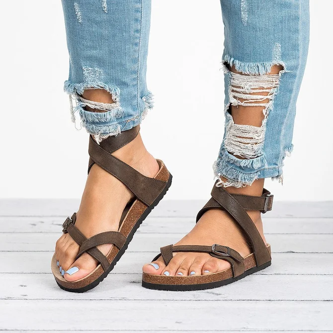 flat thong sandals with ankle strap